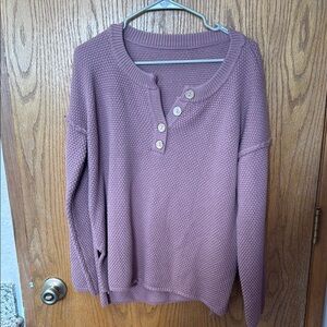 Purple Oversized Button-Up Sweater